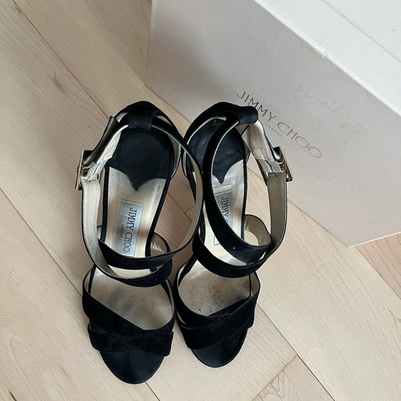 Jimmy Choo Lottie Sandal 100mm Black Suede - Picture 5 of 7